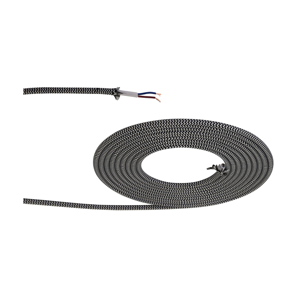 Cavo Wave Stripe Braided Copper Cable 2 Core 0.75mm White - Black