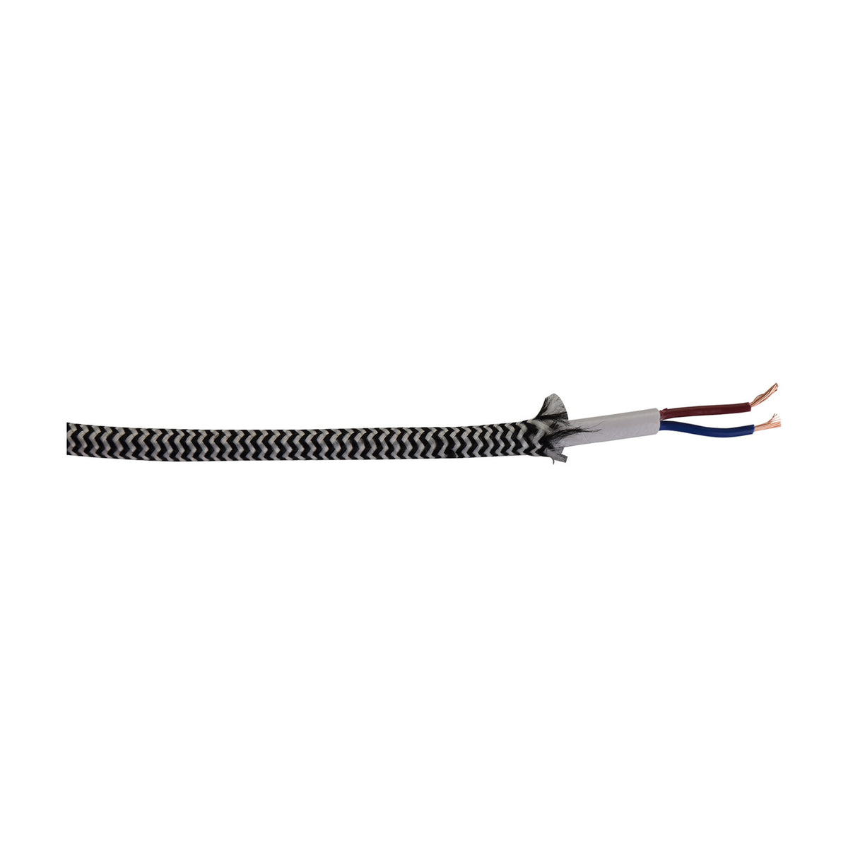 Cavo Wave Stripe Braided Copper Cable 2 Core 0.75mm White - Black