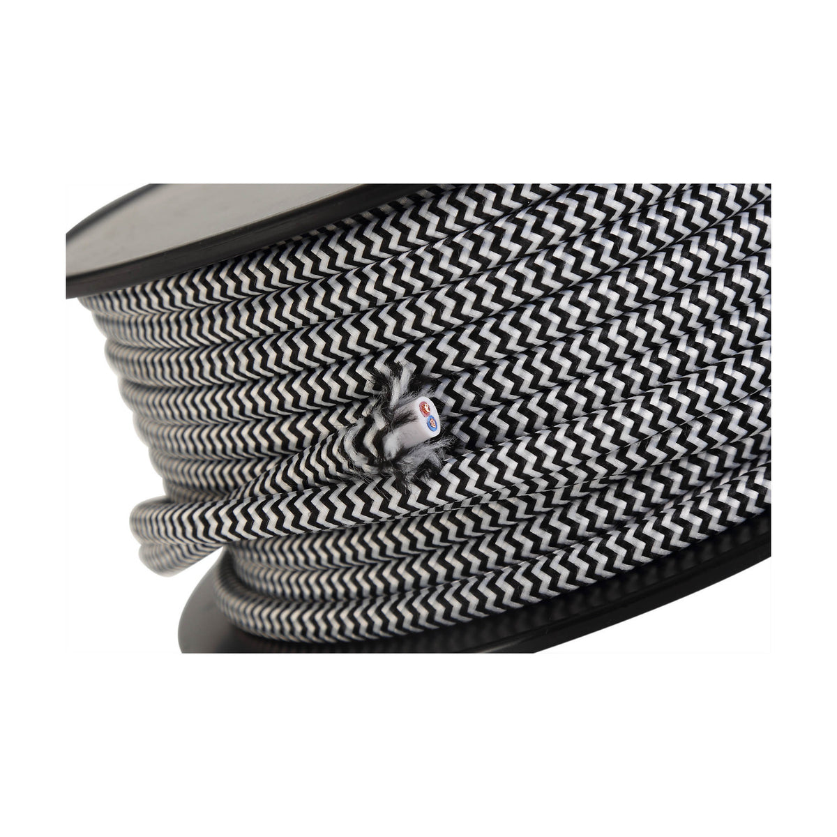 Cavo Wave Stripe Braided Copper Cable 2 Core 0.75mm White - Black