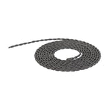 Cavo Wave Stripe braided twisted cable, 2 core 0.75mm, black fabric flex with white wave pattern, coiled on a plain white background.