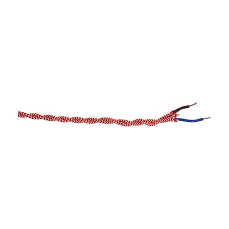 Cavo Twisted Cable, a 5.3mm red and white braided fabric flex with exposed brown and blue copper conductors at one end, shown on a plain white background.