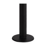 Reva IP44 E27 Lamp Post in black, showing the slim aluminium column and round base with a 14cm diffuser top on a plain white background.