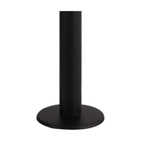 Reva IP44 E27 Lamp Post in black, showing the slim aluminium column and round base with a 14cm diffuser top on a plain white background.