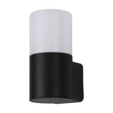 Prado E27 IP44 wall light in black, 17cm high, cylindrical design with an opal white shade and black aluminium base, shown on a plain white background.