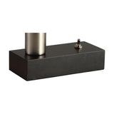 Fike E27 Table Lamp 18cm base in black wood with a satin nickel cylindrical fitting and toggle switch, shown on a plain white background.