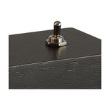 Close-up of the Fike E27 Table Lamp base in black wood with a satin nickel toggle switch mounted on top, shown against a plain white background.