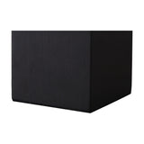 Aida E27 Table Lamp base in black wood, square 80mm cube form with visible grain, shown close-up against a plain white background.