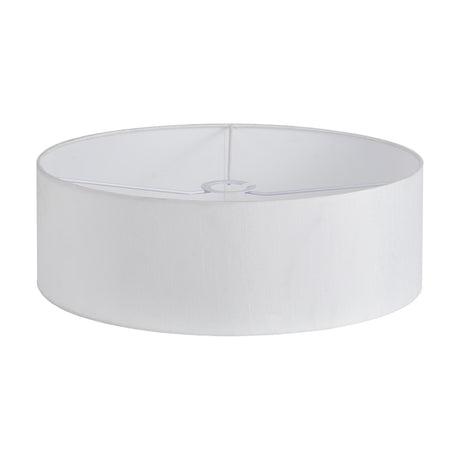 Serena Lamp Shade 45cm in white, a shallow drum-shaped design with faux silk fabric and white laminate lining, shown on a plain background.