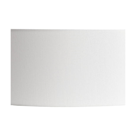Serena Lamp Shade 45cm in white faux silk, a broad shallow drum shape with subtle sheen, shown on a plain white background.