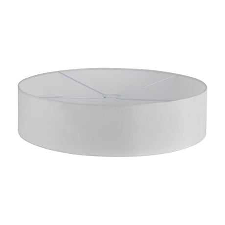 Serena Lamp Shade 60cm in white faux silk, a wide, shallow drum with visible support struts, shown on a plain white background.