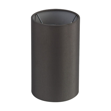Serena Lamp Shade 12cm, a slim cylindrical drum in grey faux silk with white laminate lining, shown against a plain white background.