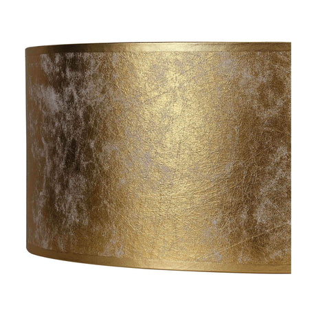 Close-up of the Sigma Cylinder Lamp Shade 40cm, a round PVC drum shade with mottled gold foil exterior and straight sides, shown against a plain white background.