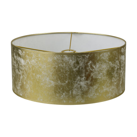 Sigma Cylinder Lamp Shade 50cm in PVC with a gold foil textured exterior and white laminate lining, shown on a plain white background.