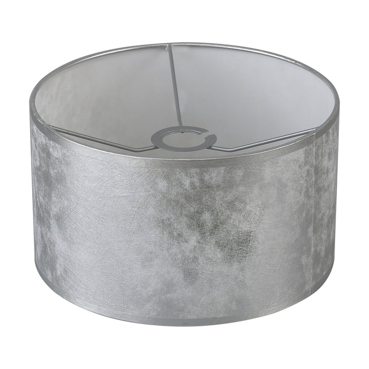 Sigma Cylinder Lamp Shade 30cm Silver Leaf PVC - Silver Foil