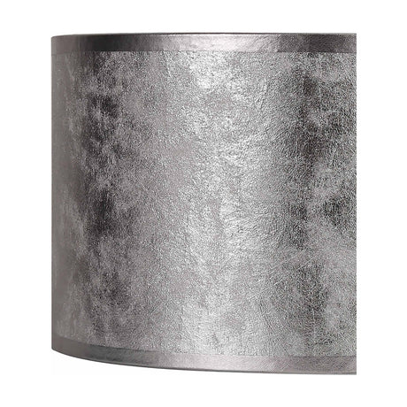 Sigma Cylinder Lamp Shade 30cm in silver leaf PVC with a metallic sheen finish, shown close-up on a plain white background.