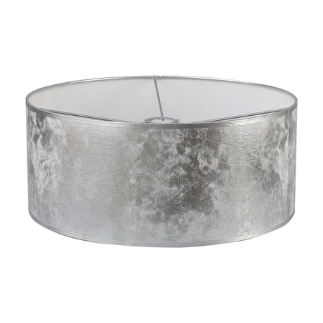 Sigma Cylinder Lamp Shade 50cm in silver foil PVC with a white interior lining, shown on a plain white background.