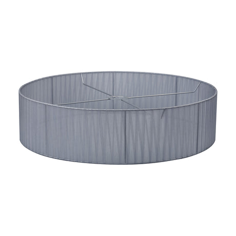 Serena Lamp Shade 60cm in grey organza fabric, a wide shallow drum with visible cross-brace fitting, shown on a plain white background.