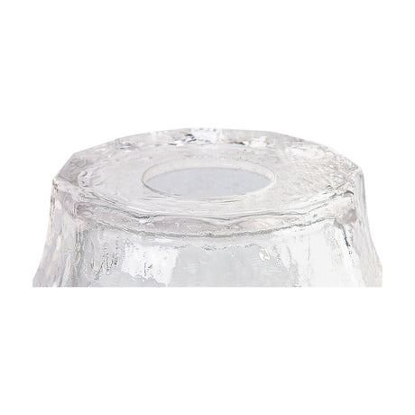Gilda Curved Lamp Shade 17.5cm in clear glass with a rippled wave moulding, shown close-up from above against a plain white background.