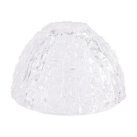 Gilda Lamp Shade 18.5cm, a shallow clear glass dome with an all-over textured, ice cube-like surface, shown on a plain white background.