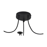 Dreifa 3 Light E27 Pendant Light in matt black, showing a round ceiling rose with three iron flex cables and individual cups, on a plain white background.