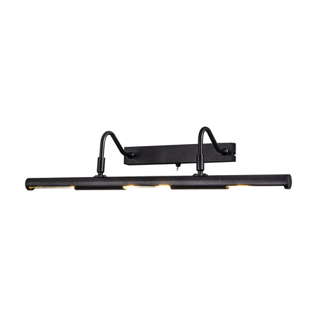 Abacus 4 Light G9 Wall Light in satin black, a slim horizontal bar with four lamp positions, curved arms, wall plate and built-in toggle switch.