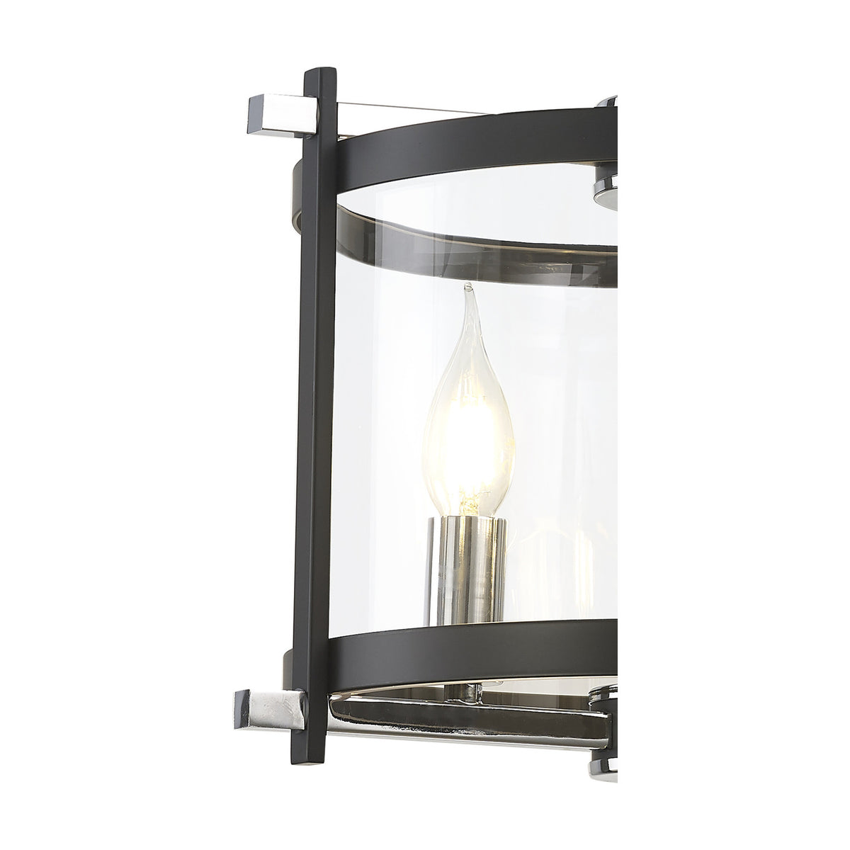Nolan 3 Light E14 Pendant Light 36cm Clear - Black