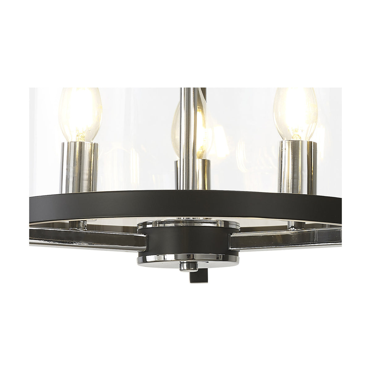 Nolan 3 Light E14 Pendant Light 36cm Clear - Black
