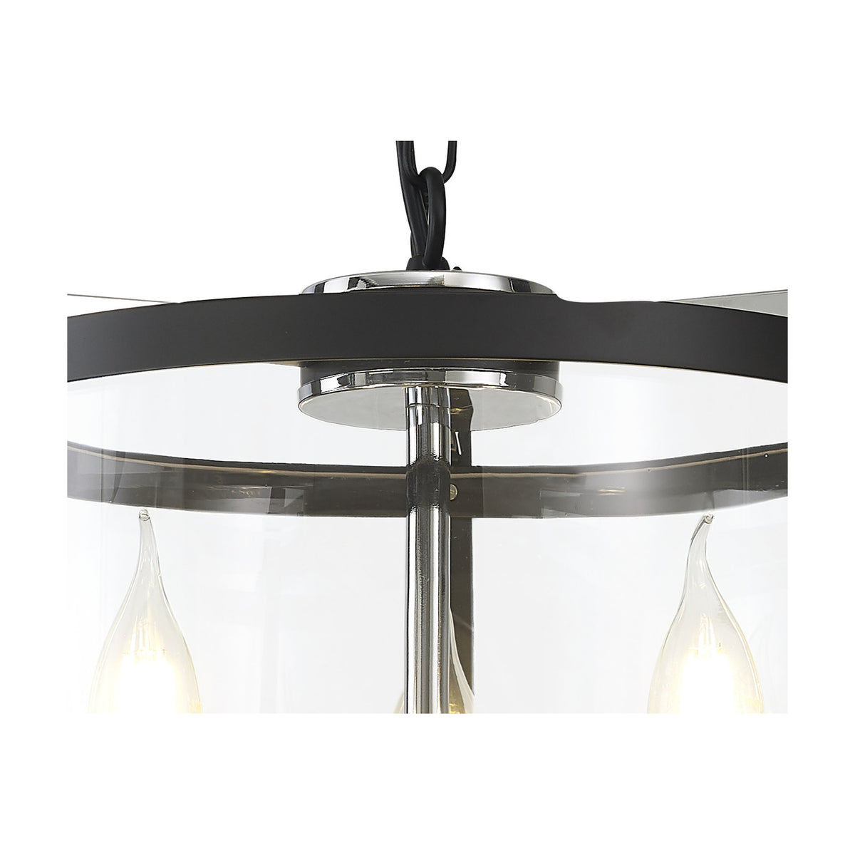 Nolan 3 Light E14 Pendant Light 36cm Clear - Black