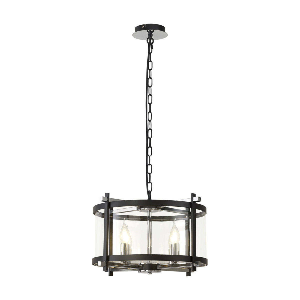 Nolan 4 Light E14 Pendant Light 46cm Clear - Black
