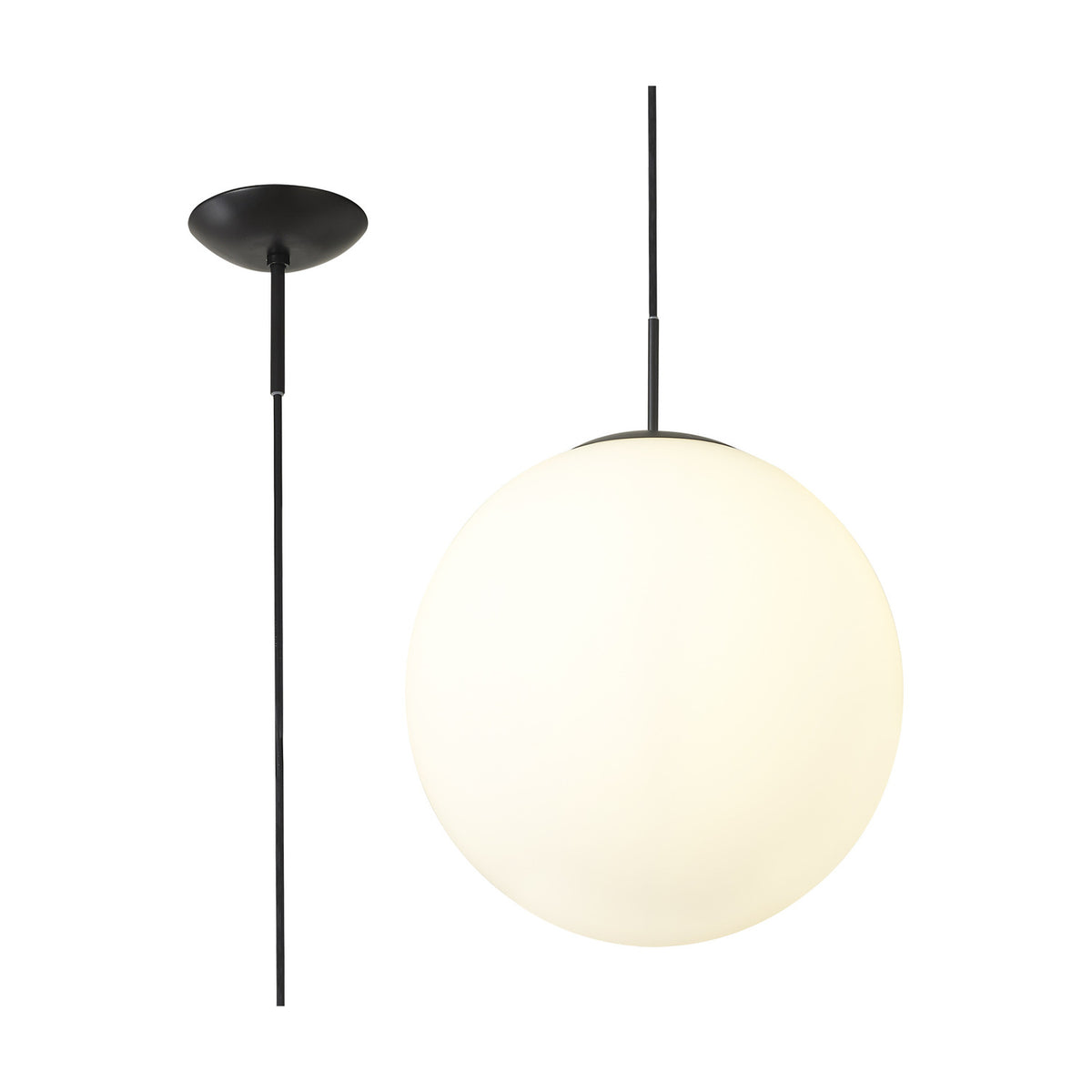 Miranda E27 Pendant Light 40cm Frosted - Matt Black