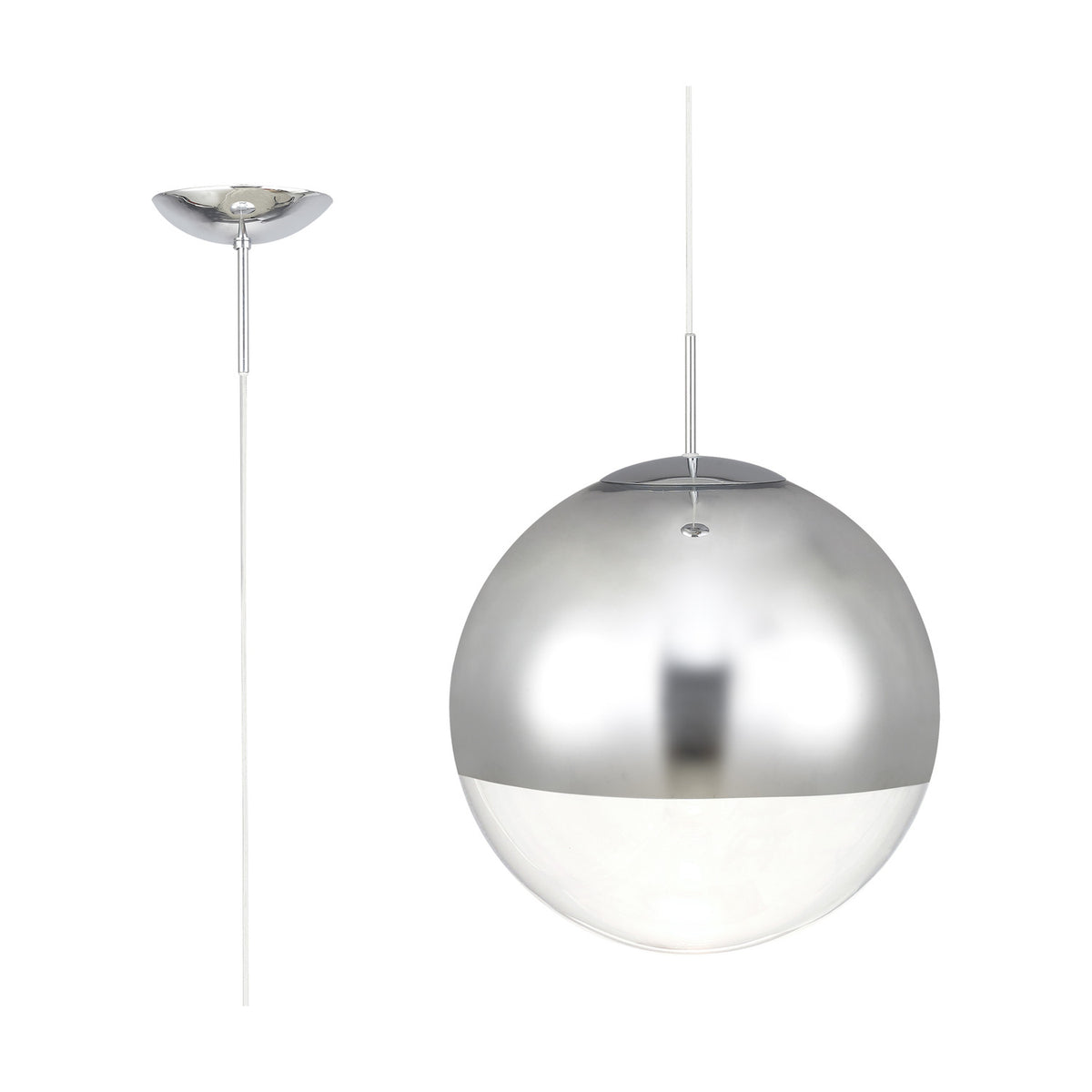 Miranda E27 Pendant Light 40cm Mirror - Polished Chrome