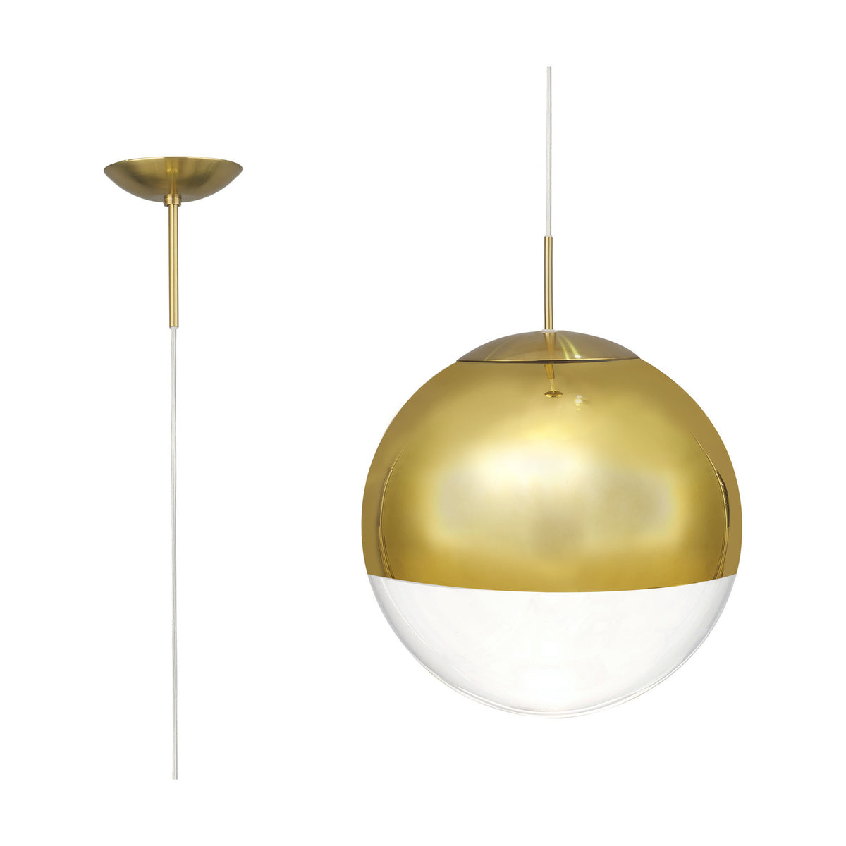 Miranda E27 Pendant Light 40cm Gold Mirrored - Antique Gold