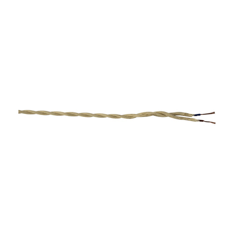 Cavo Twisted Cable, 5.3mm dia beige fabric-braided twin-core flex with exposed copper wire ends, shown against a plain white background.