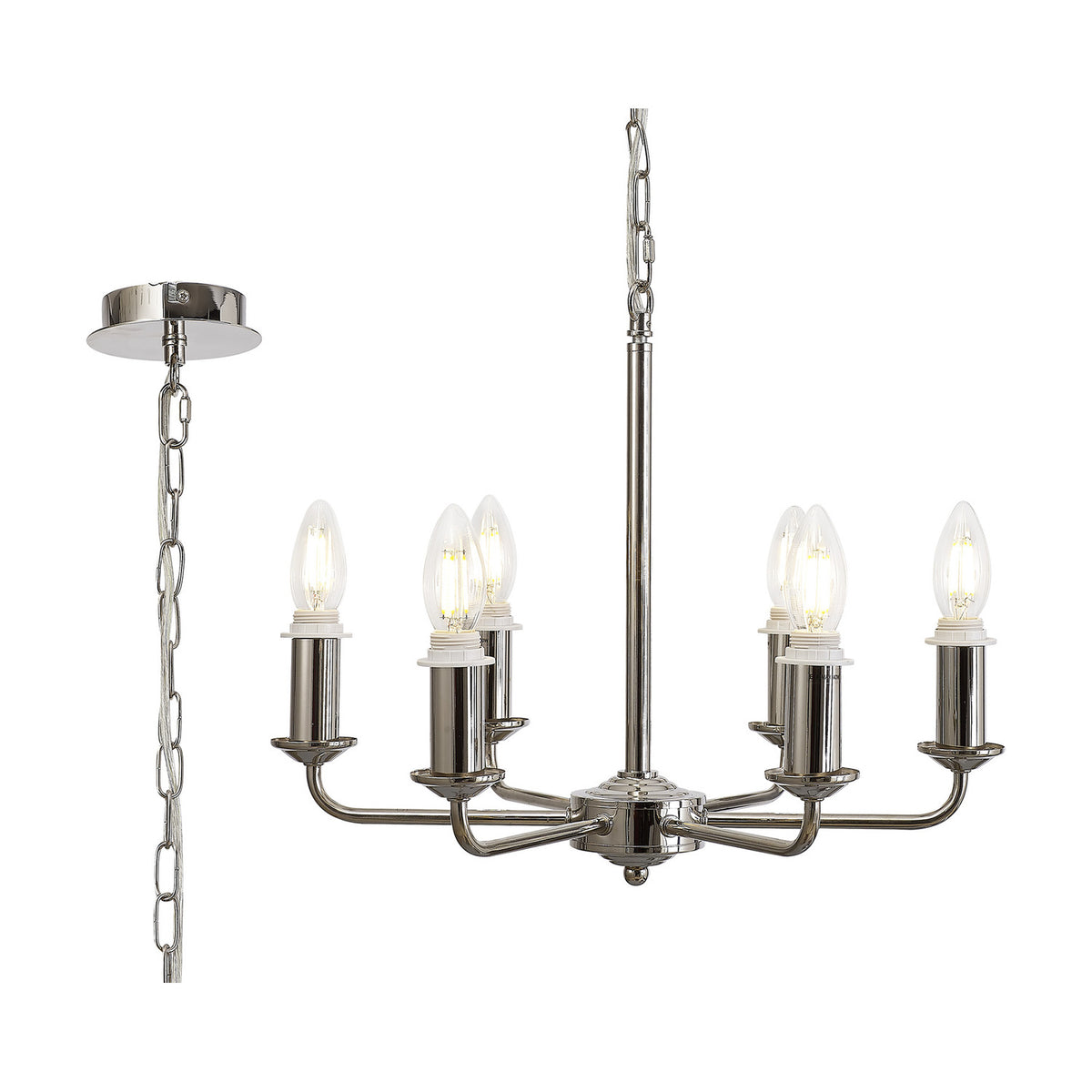 Banyan 6 Light Semi Flush Ceiling Light 44cm - Polished Nickel