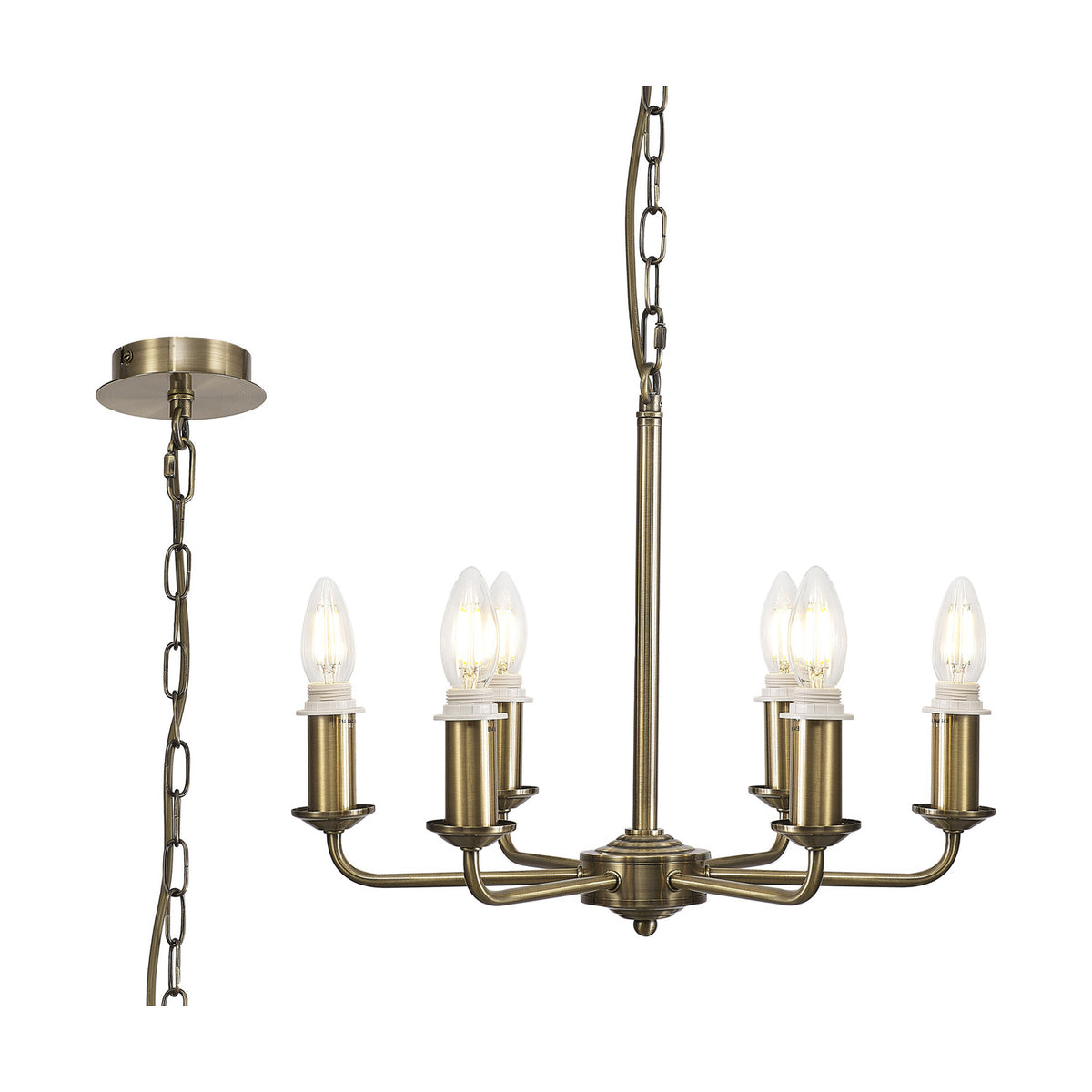 Banyan 6 Light E14 Semi Flush Ceiling Light 44cm - Antique Brass