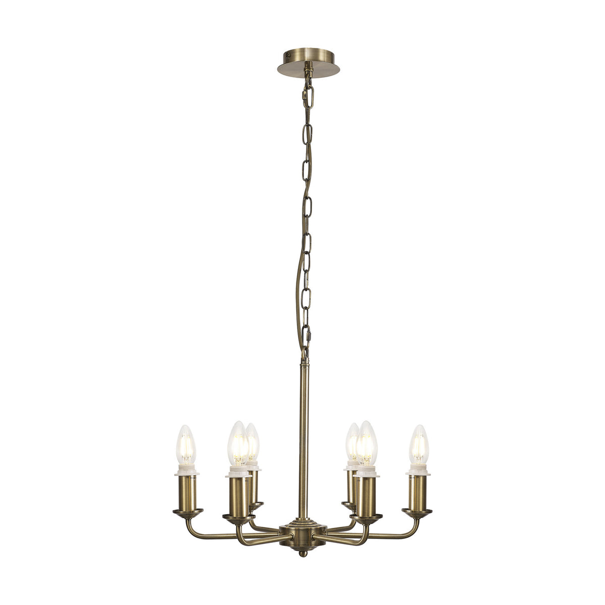 Banyan 6 Light E14 Semi Flush Ceiling Light 44cm - Antique Brass