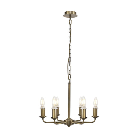 Banyan 6 Light E14 Semi Flush Ceiling Light 44cm - Antique Brass