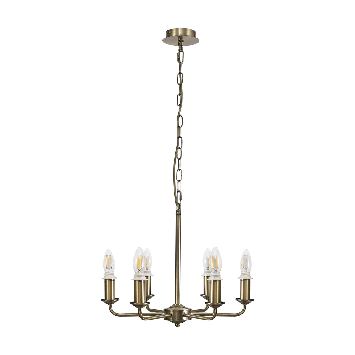 Banyan 6 Light E14 Semi Flush Ceiling Light 44cm - Antique Brass