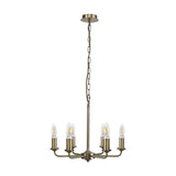 Banyan 6 Light E14 Semi Flush Ceiling Light 44cm - Antique Brass