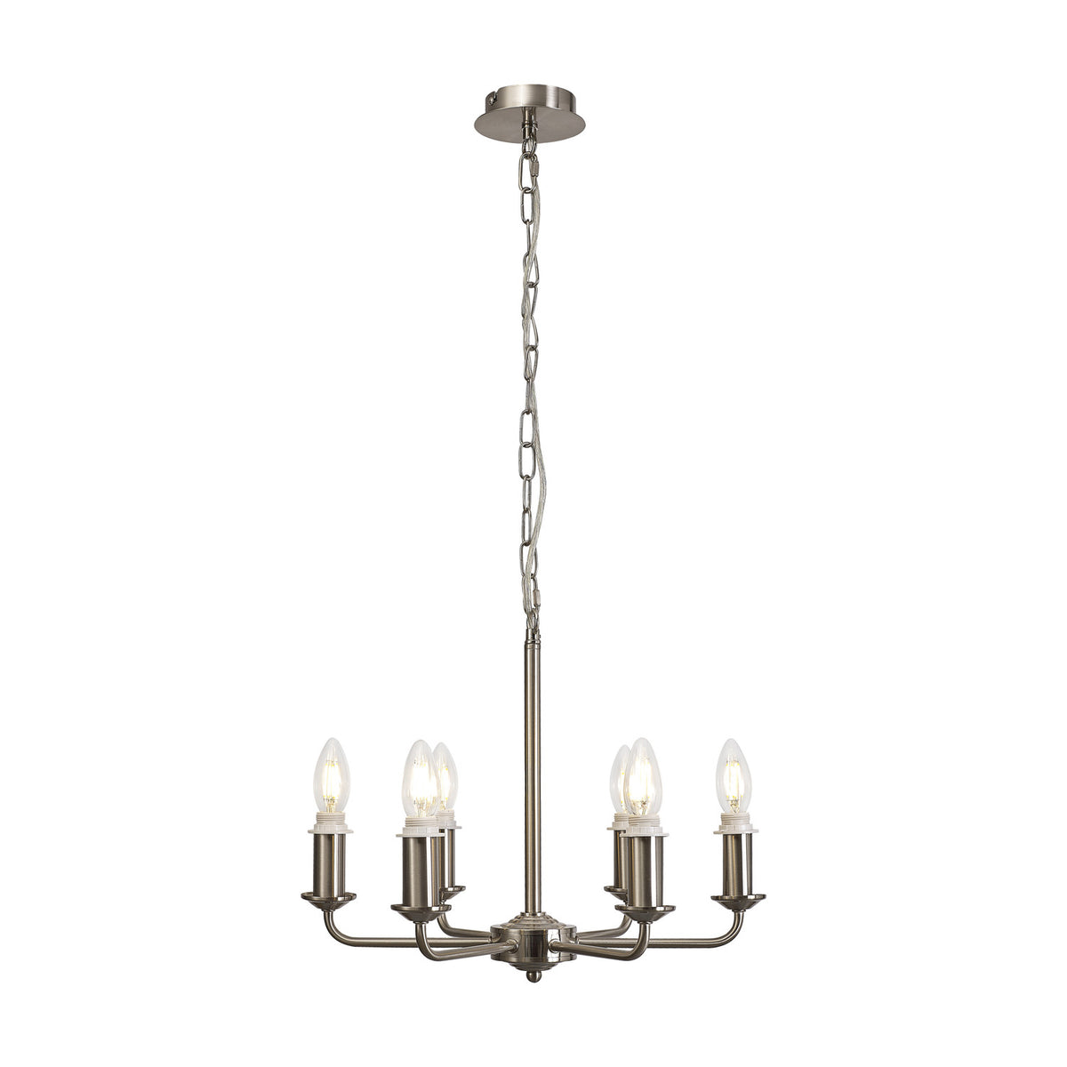 Banyan 6 Light E14 Semi Flush Ceiling Light 44cm - Satin Nickel