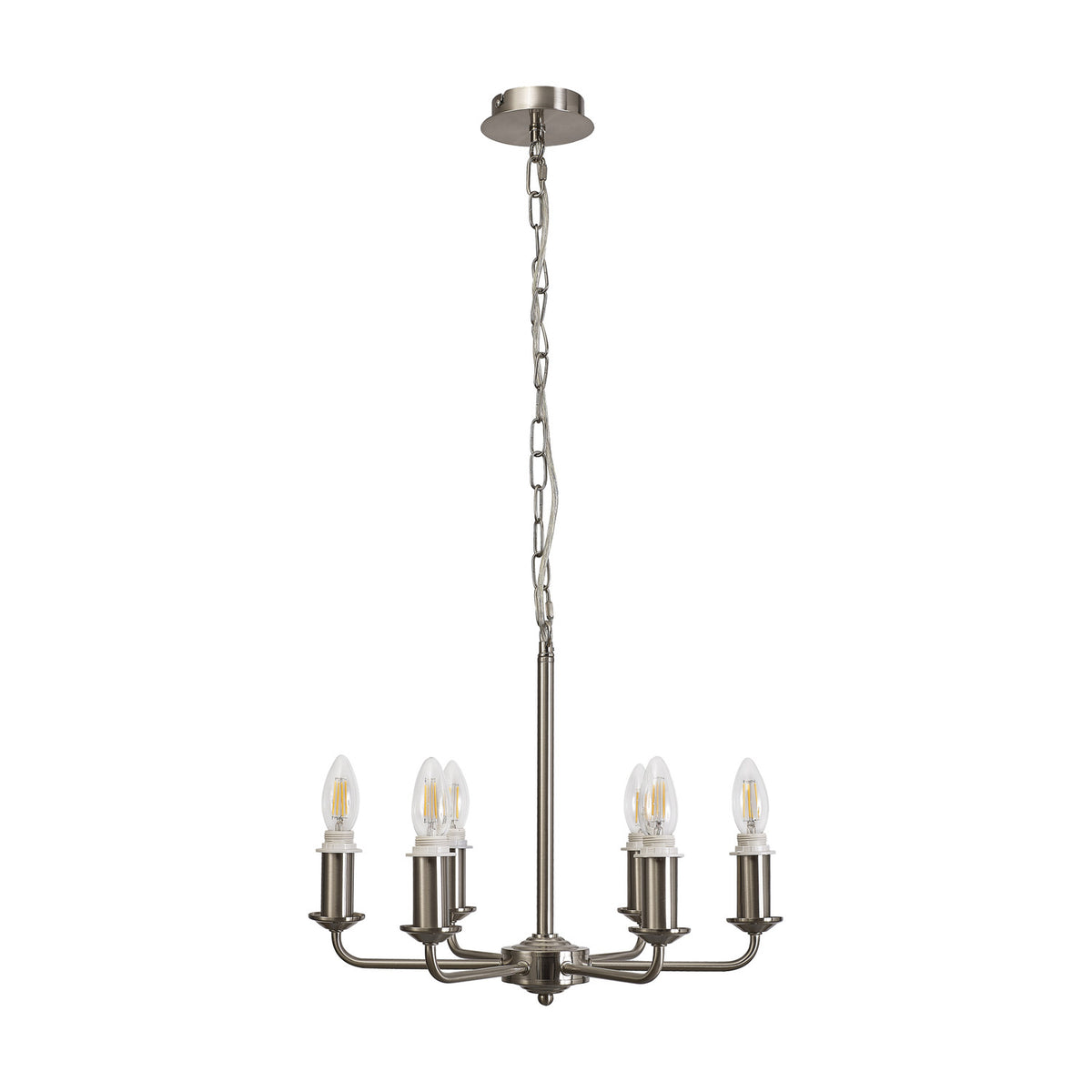 Banyan 6 Light E14 Semi Flush Ceiling Light 44cm - Satin Nickel