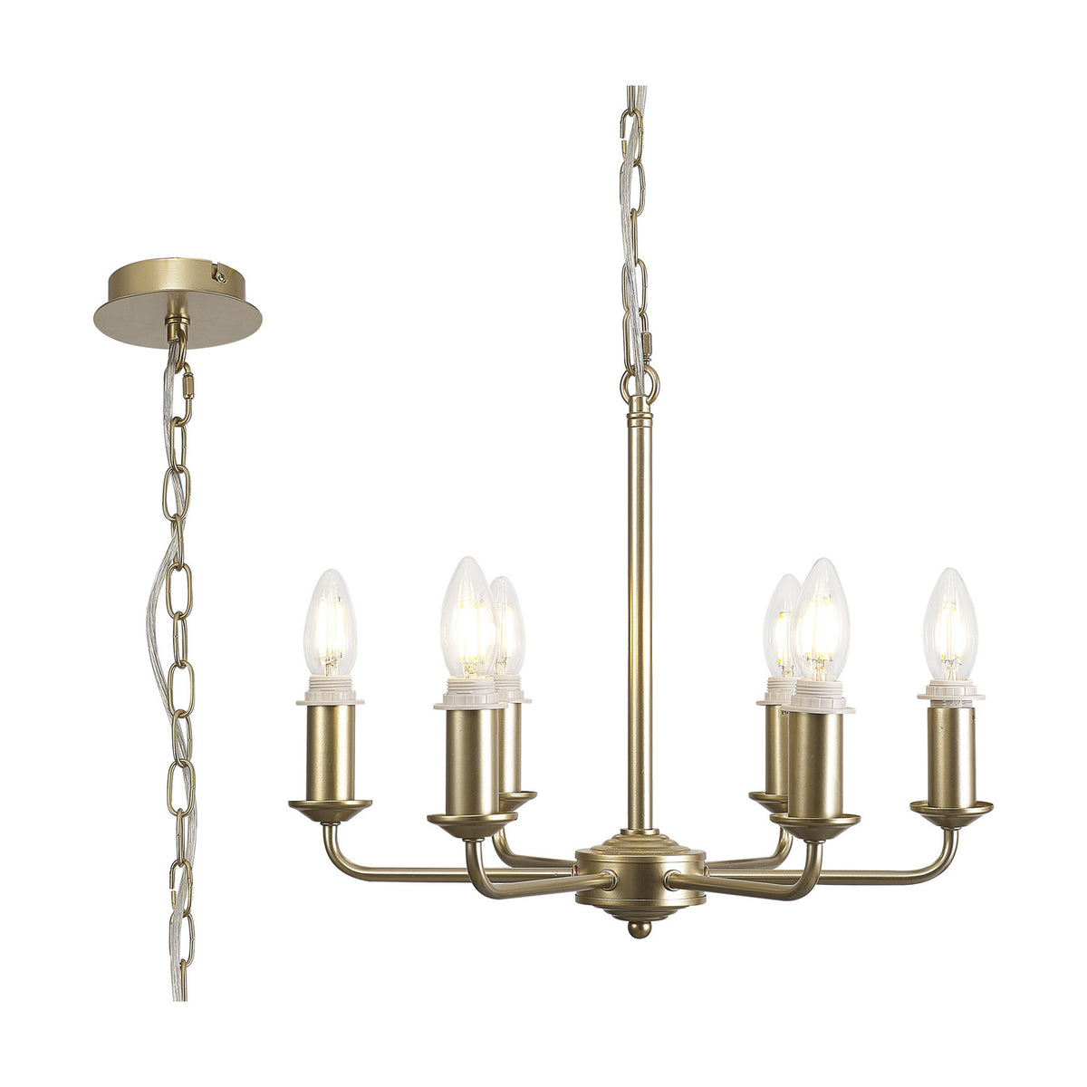 Banyan 6 Light E14 Semi Flush Ceiling Light 44cm - Champagne Gold