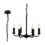 Banyan 6 Light E14 Semi Flush Ceiling Light 44cm - Matt Black