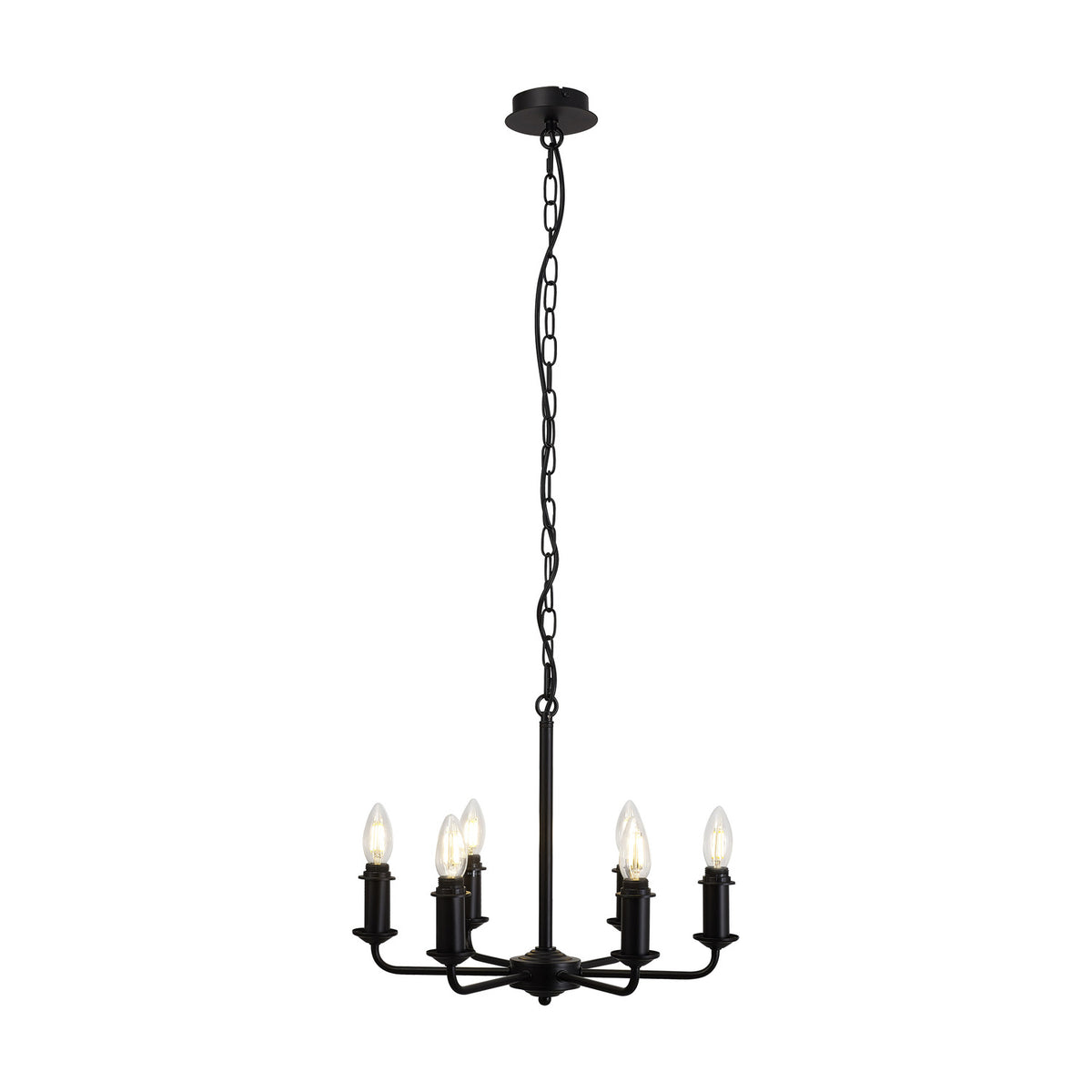 Banyan 6 Light E14 Semi Flush Ceiling Light 44cm - Matt Black