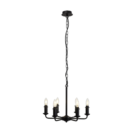 Banyan 6 Light E14 Semi Flush Ceiling Light 44cm - Matt Black