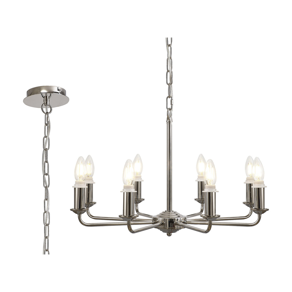 Banyan 8 Light Semi Flush Ceiling Light 59cm - Polished Nickel