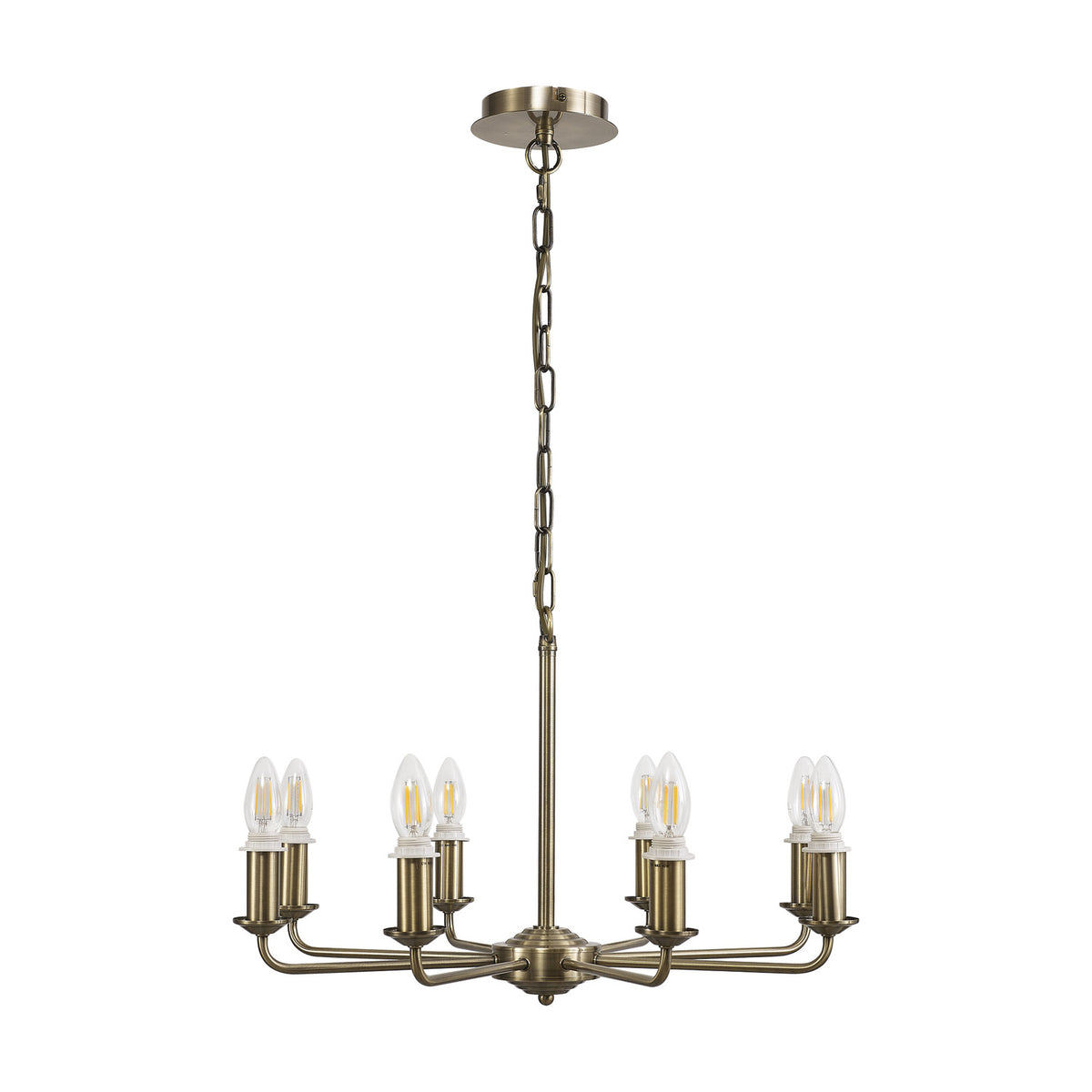 Banyan 8 Light E14 Semi Flush Ceiling Light 59cm - Antique Brass