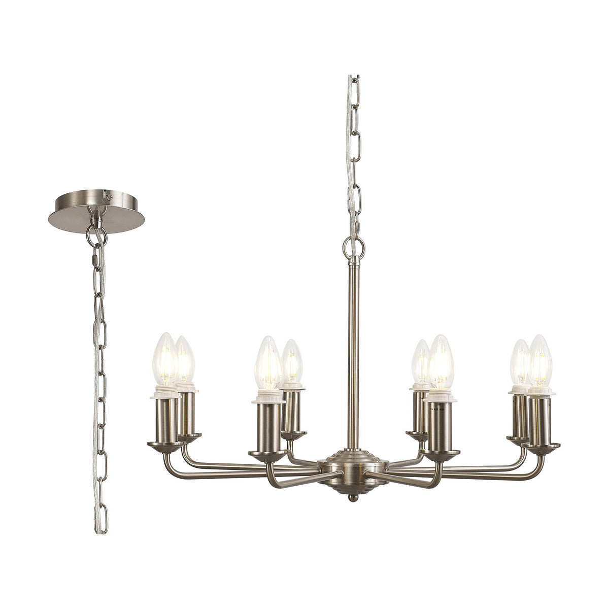 Banyan 8 Light E14 Semi Flush Ceiling Light 59cm - Satin Nickel