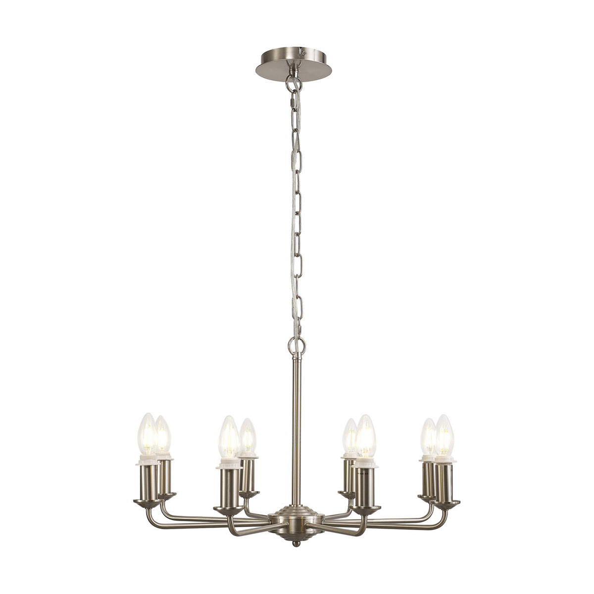 Banyan 8 Light E14 Semi Flush Ceiling Light 59cm - Satin Nickel