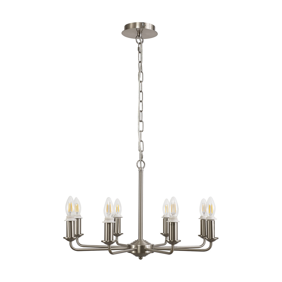 Banyan 8 Light E14 Semi Flush Ceiling Light 59cm - Satin Nickel